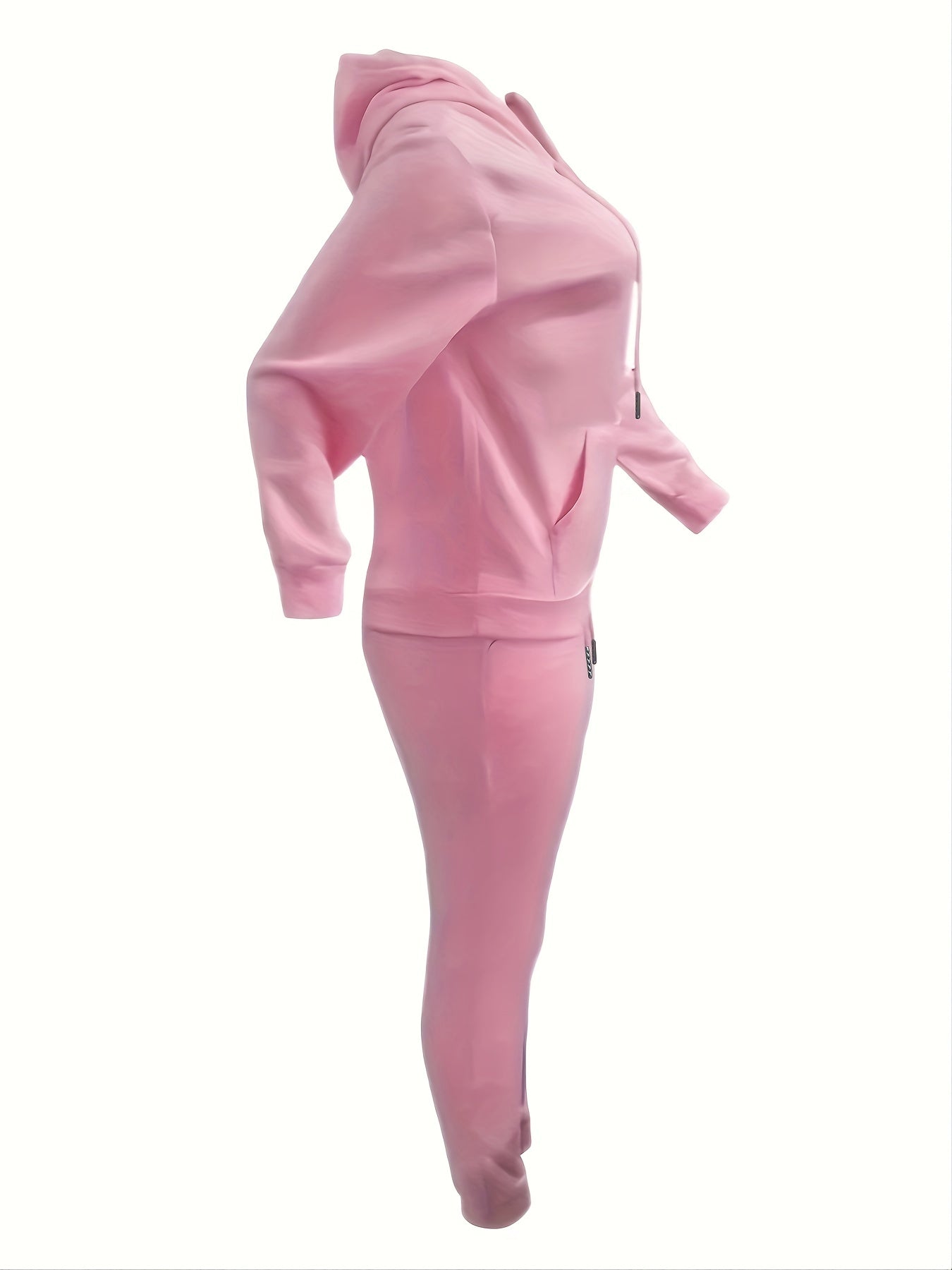  Solid Hoodie Sweatshirt & Drawstring Pants Set
