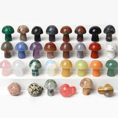 Hand Carved Mushroom Crystal Gemstone DIY Jewelry Gift