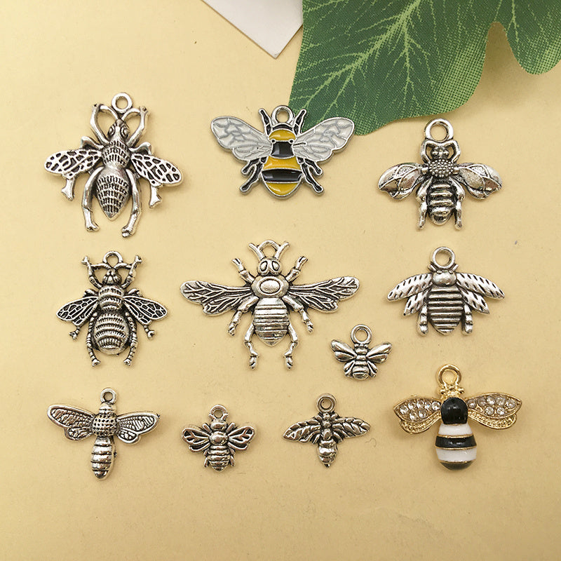 20pcs Antique Silver Bee Shape Charms Pendants for DIY Jewelry Making
