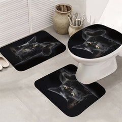 4pcs Cat Shower Curtain Set with Non-Slip Bathroom Rug