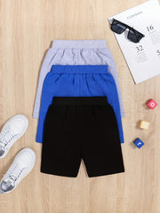 Boy's 3Pcs Solid Shorts For Sports running Summer Drawstring Shorts