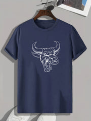 Bull Print Men's Graphic T shirt Casual Comfy Tees For Summer Mens Clothing