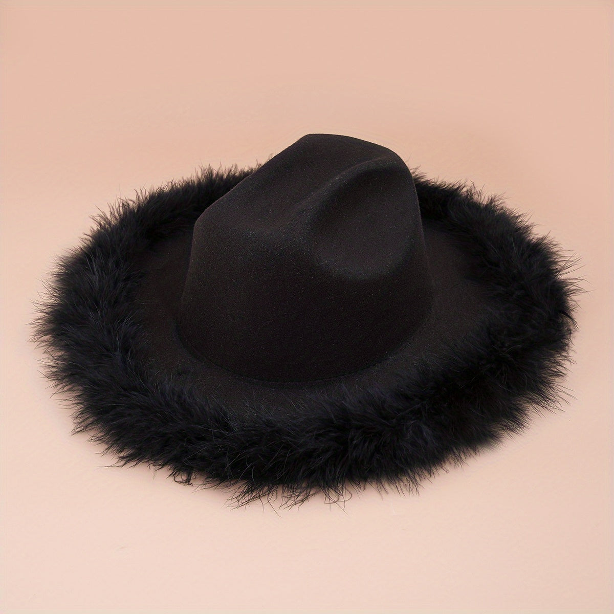 Feather Brim Cowgirl Hat Outdoor Sun Fedora Cap