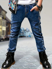 Boys Striped Lined Denim Trousers
