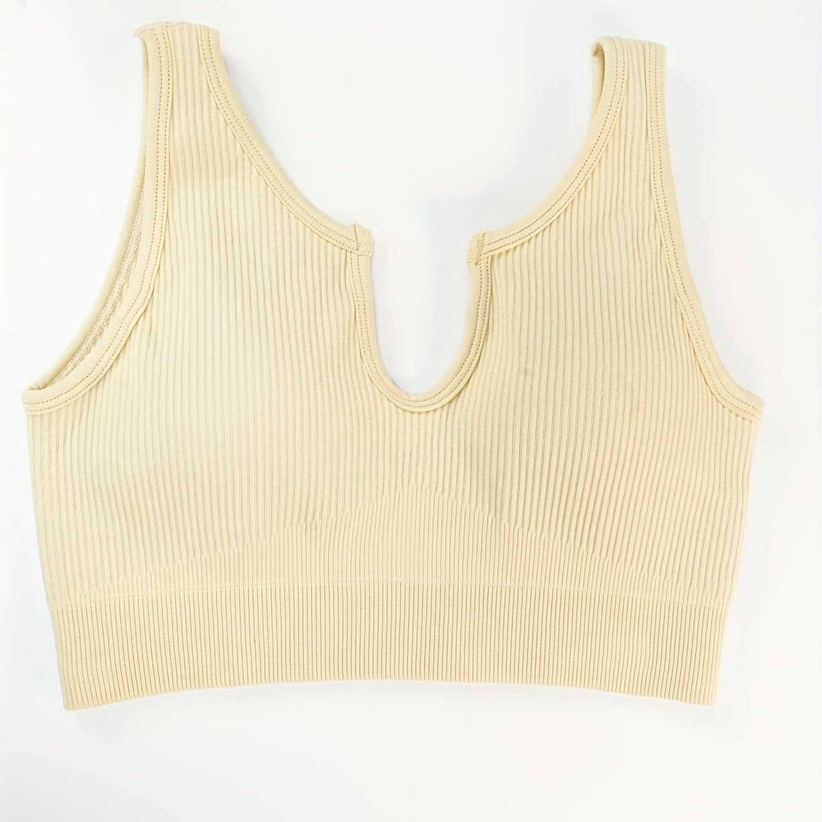 Ribbed V neck Beauty Back Yoga Bra Running Sports Bra For Women