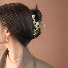 Flower Metal Golden Hair Claw Clip Non Slip Strong Hold Grip Hair Jaw Clip
