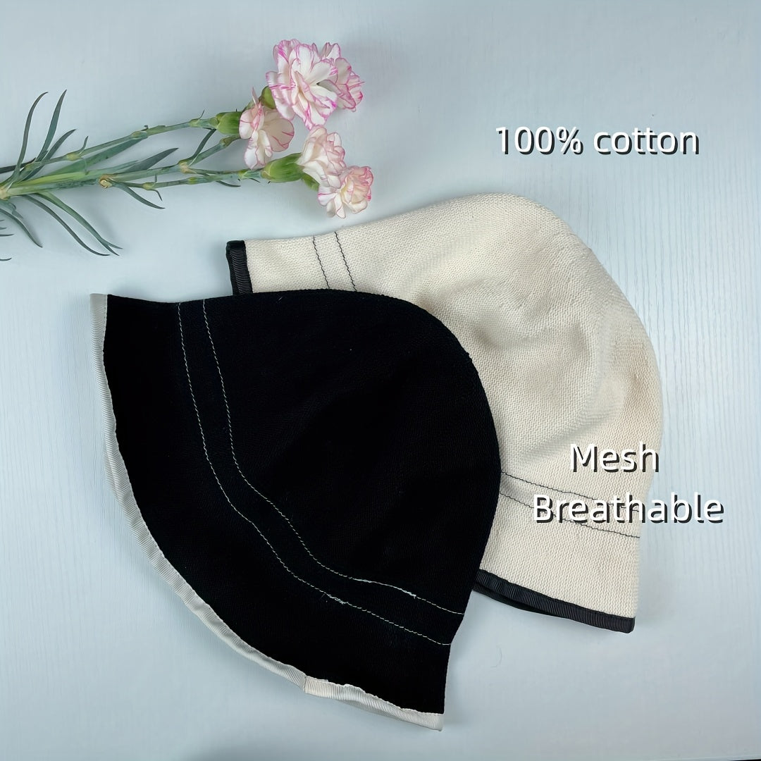 Cotton Bucket Hat Solid Sunscreen Foldable Cloche Women Outdoor