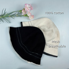 Cotton Bucket Hat Solid Sunscreen Foldable Cloche Women Outdoor