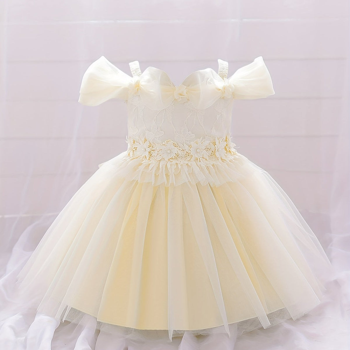 Princess Floral Mesh Puffy Dress Girls Birthday Formal Dress