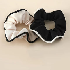 2 French Hair Scrunchies Soft Fabric Vintage Hair Ties
