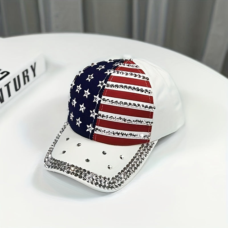Flag Rhinestone Baseball Cap Patriotic Dad Hat