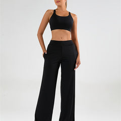 High Waist Wide Leg Sports Pants Stretchy Yoga Fitness Dance Pants