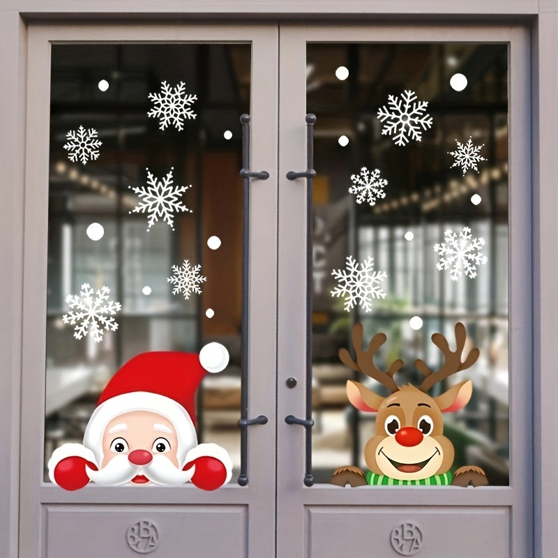 Santa Claus Elk Window Flower Sticker Glass Decoration