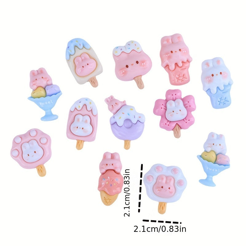 10pcs Cartoon Animals Ice Cream Pendants Beads DIY Jewelry Making