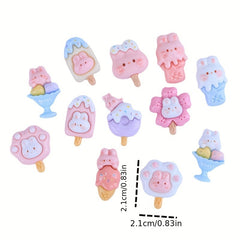 10pcs Cartoon Animals Ice Cream Pendants Beads DIY Jewelry Making