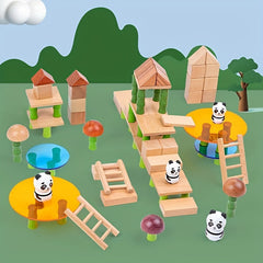 Chinese Style Bamboo Forest Building Blocks - Panda Element Model