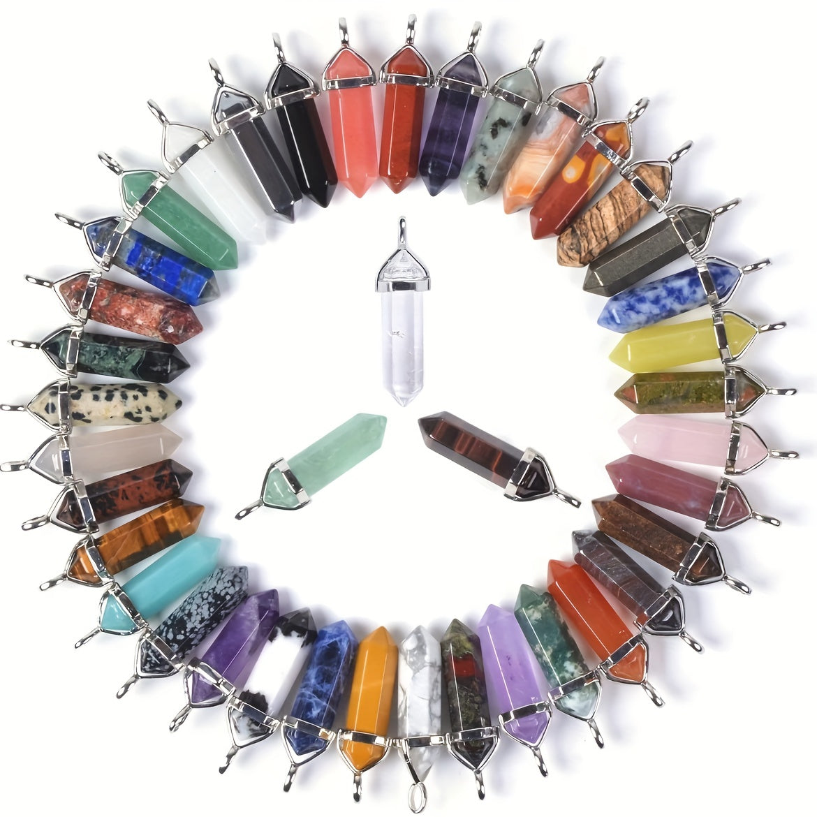 Colorful Chakra Pendant Crystal Pointed Prism Shape Pendants for Jewelry Making