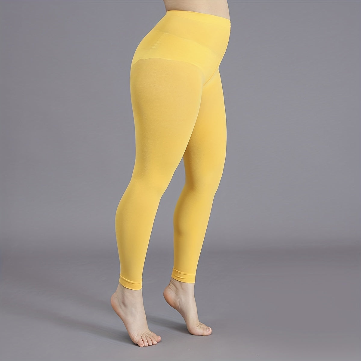  High Rise Stretchy Tights, 100D Solid Nylon, 0XL-3XL