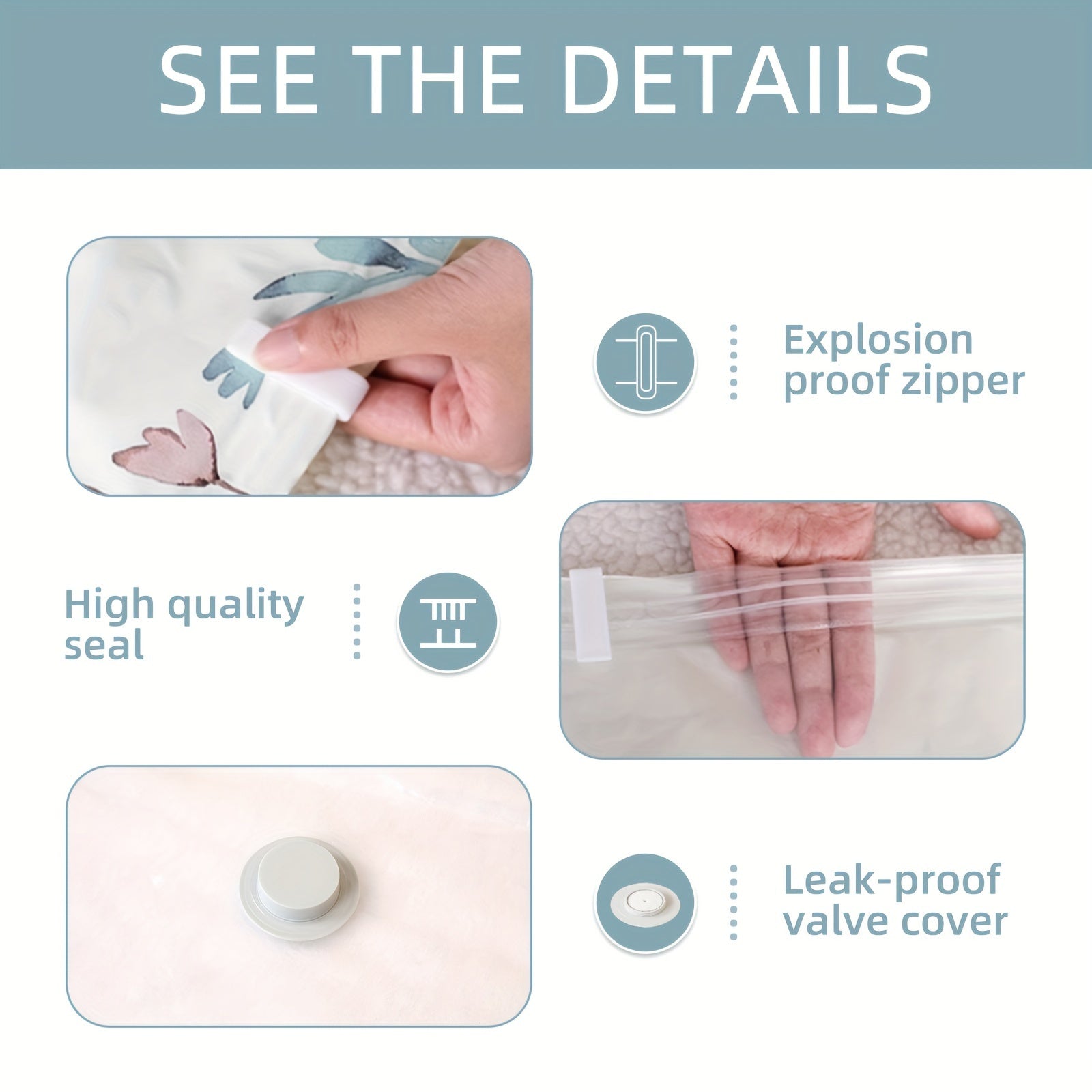 5pcs Vacuum Compression Storage Bag for Clothes Blankets Shirts