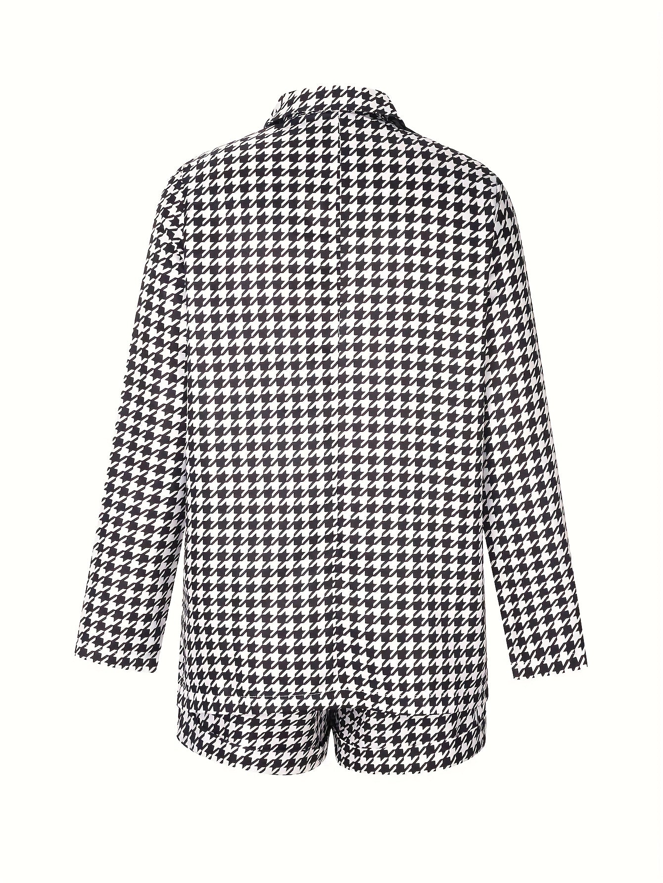  Houndstooth Print Suit Coat & Shorts Set