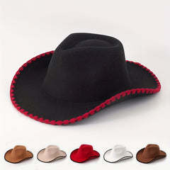 Men's Lacework Boho Fedora Cowboy Hat for Autumn Winter