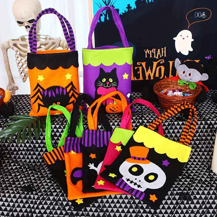 Halloween Print Tote Bag Trick Or Treat Candy Bag Reusable Storage Basket
