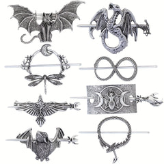 Vintage Witch Pagan Hairpin Dragon Crescent Moon Hairpin Magic Occult Hair Stick