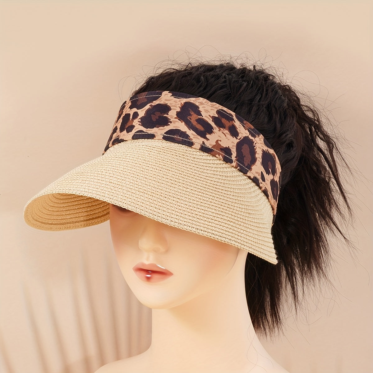 Leopard Block Visor Hat Women UV Protection