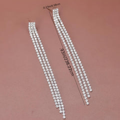 Long Rhinestones Tassel Drop Earrings for Women Girls