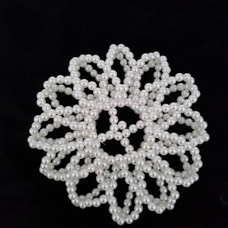 Pearl Rhinestone Hair Snood Net Ballet Bun Hair Covers