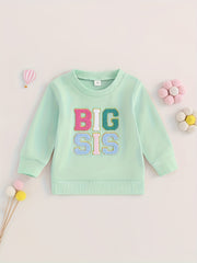 Kids BIG SIS Embroidered Sweatshirt Long Sleeve Top Pullovers