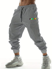 Geometric Pattern Drawstring Cargo Pants Men s Joggers