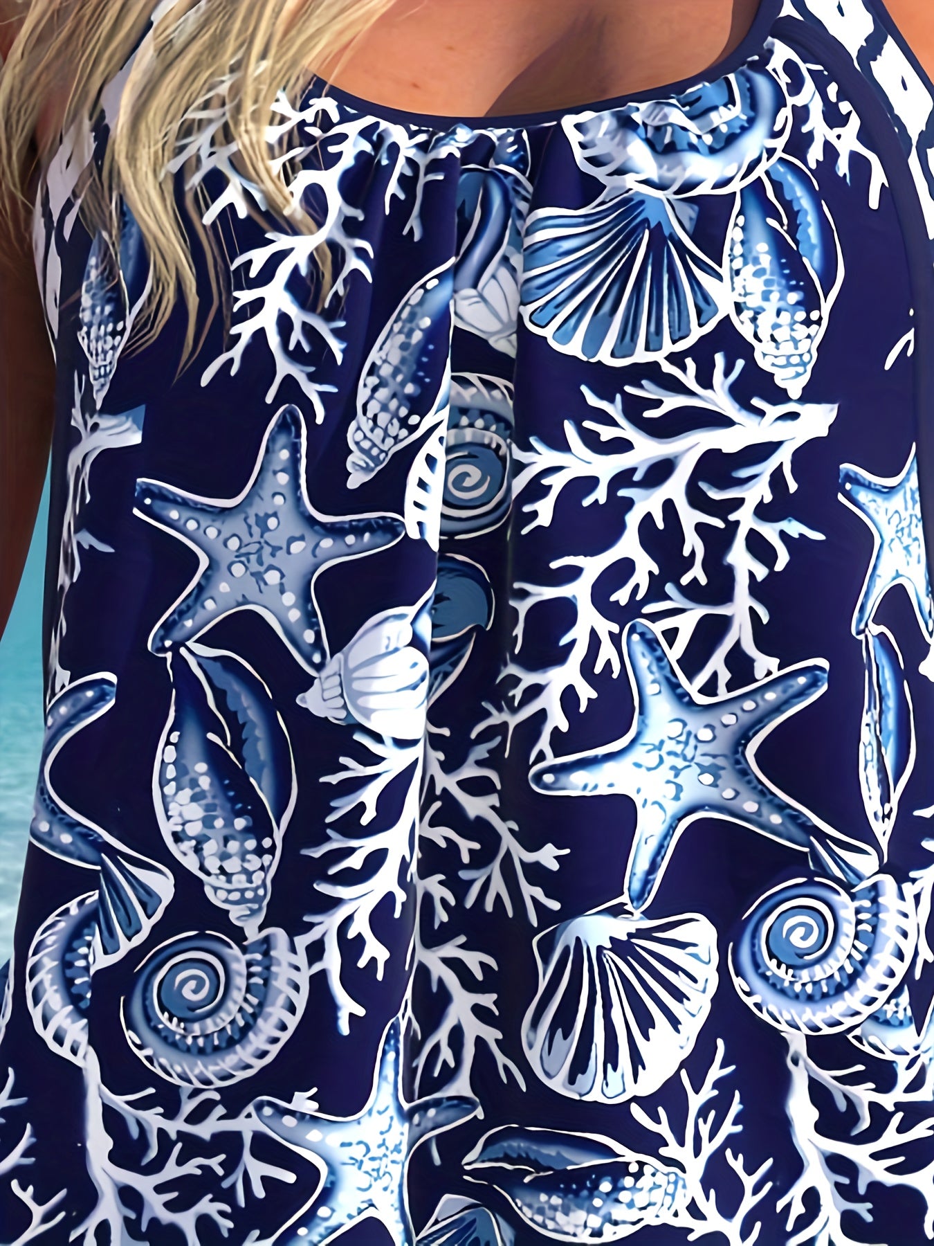  Modest Tankini Set Starfish Print Cami Top & Shorts Swimsuit