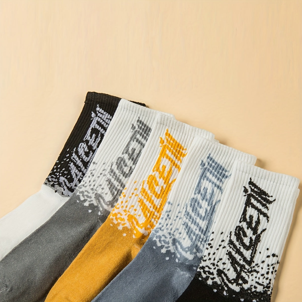 5 Pairs Letter Print Sports Socks for Women