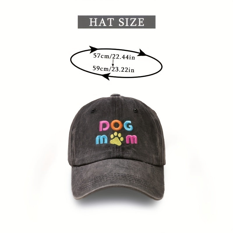 DOG MOM Embroidered Baseball Cap Y2K Washed Distressed Dad Hat