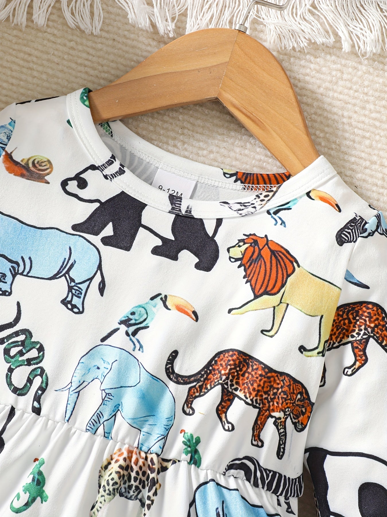 Baby Girls Forest Animal Print Casual Long Sleeve Dress