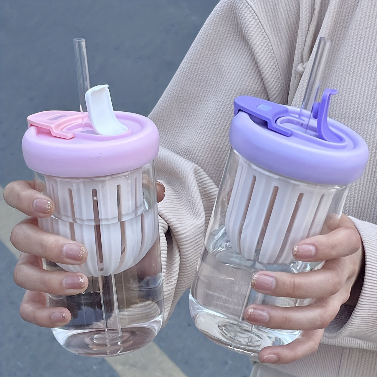 550ml Big Belly Tea Water Filter Straw Cup