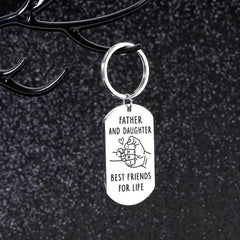 Father Daughter Keychain Gift Stainless Steel Key Ring