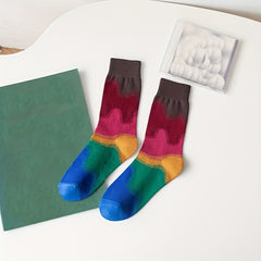 3 Pairs Colorblock Crew Socks Women's Stockings
