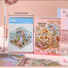49 pcs Scrapbook Sticker Collection: PET Stickers & Background Cards Set