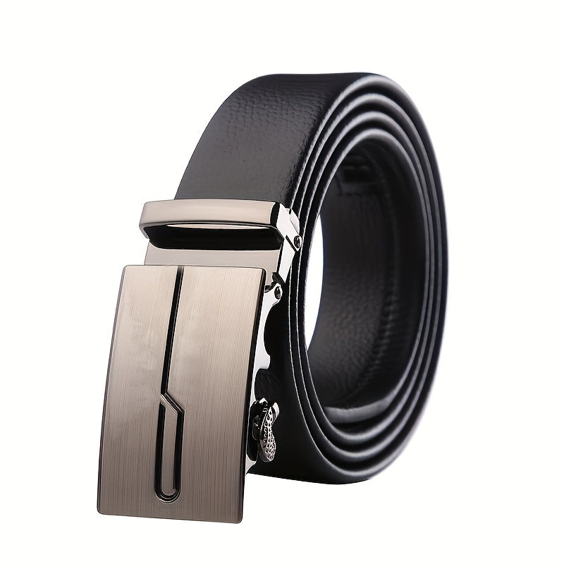 Men's Auto Buckle Leather Belt Business Suit Waist Strap