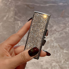 Mini Portable Pill Case with Rhinestone Encrusted Metal Tablet Organizer