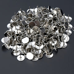 100pcs Nickel Plated Flat Head Push Pins Silver Office Push Pins