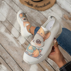 Cartoon Print Heighten Running Shoes Shock Absorption Non Slip Sneakers