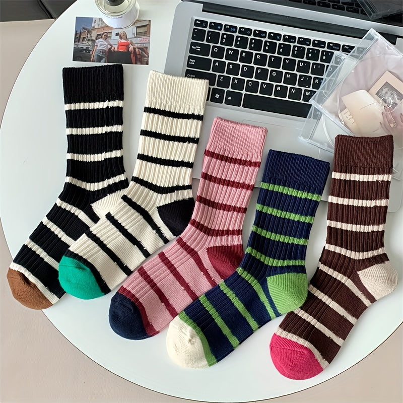 Colorblock Striped Socks Mid Tube Women's Stockings