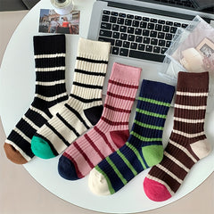 Colorblock Striped Socks Mid Tube Women's Stockings