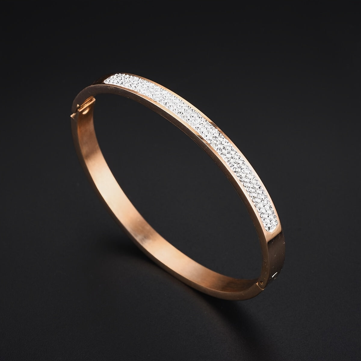 Inlaid Diamond Stainless Steel Unisex Bangle Bracelet