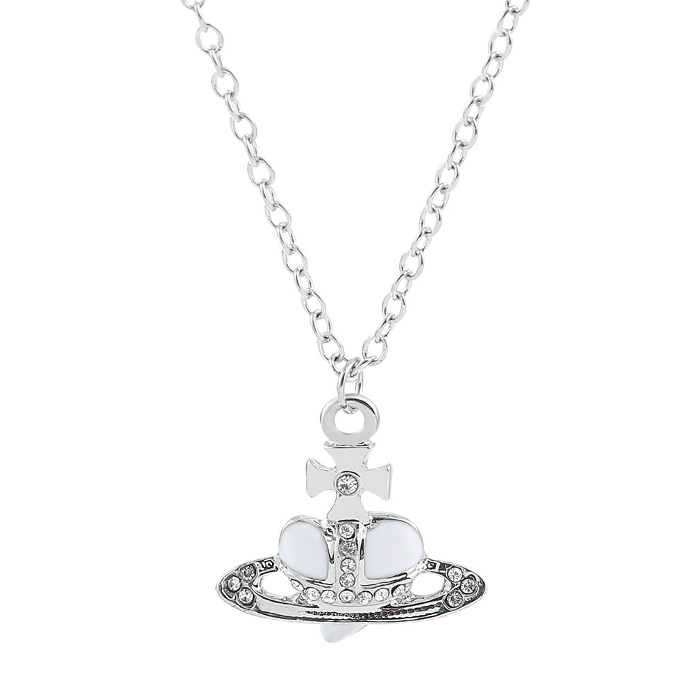 Heart Chain Necklace Rhinestone Pendant Vintage Jewelry