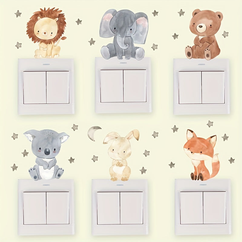 6pcs Animal Wall Stickers for Room Decoration Vinyl Decals DIY Murals