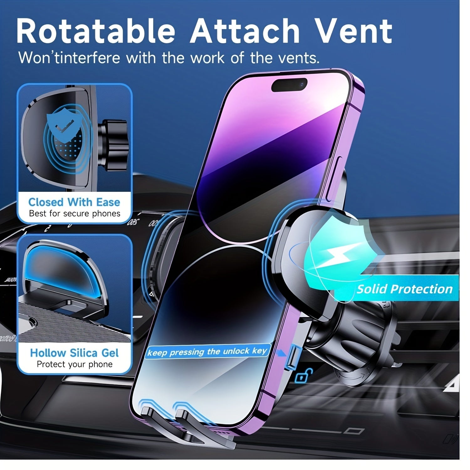 Universal Car Phone Holder Mount For Air Vent - Secure Hands-Free Mount